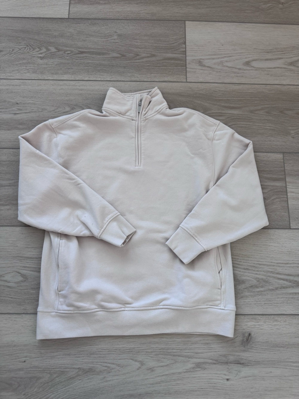 Athleta Forever Fleece 1/4 Zip Sweatshirt Size Small in EUC Bone